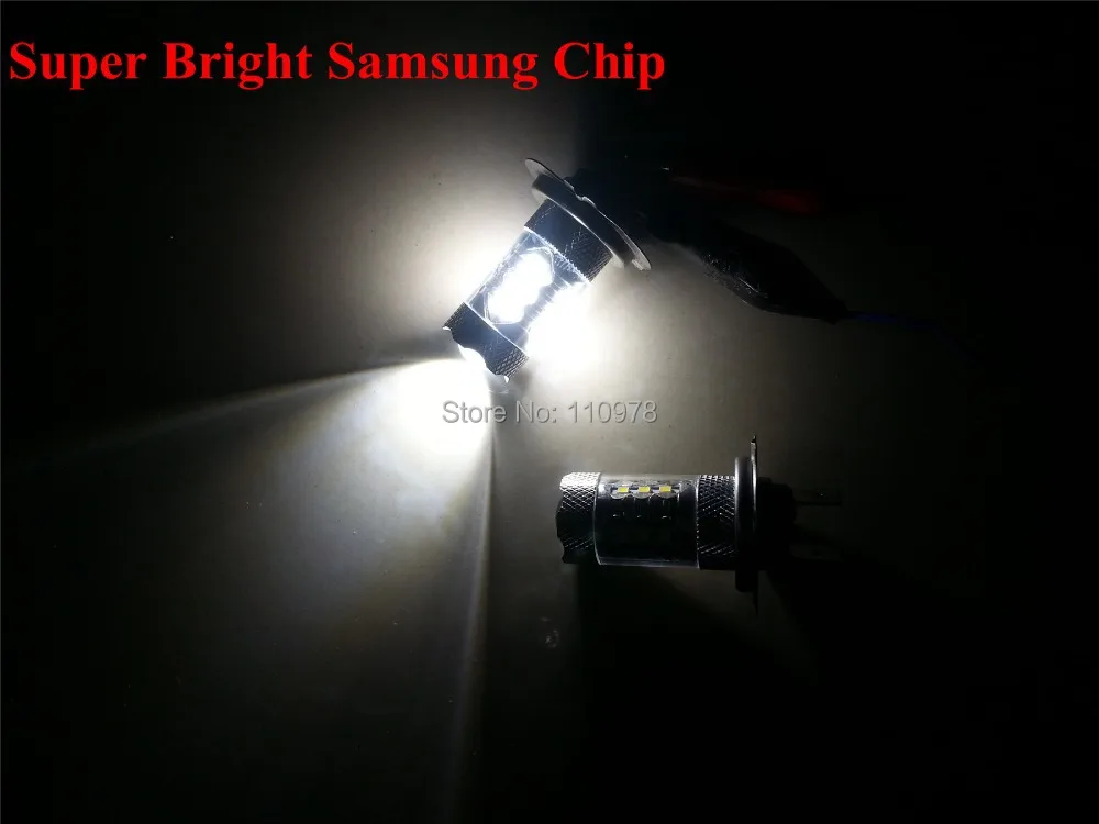 Бесплатная доставка 2 шт. без ошибок Белый Samsung SMD чип H7 светодиодные лампы дневные