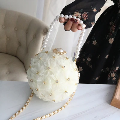 Small Round 15cm Женские сумки на плечо с цветочным рисунком, клатчи, сумки с круглым клапаном, ручные вечерние сумки, свадебные сумочки для невесты, женские маленькие сумки через плечо - Цвет: Small Round 15cm