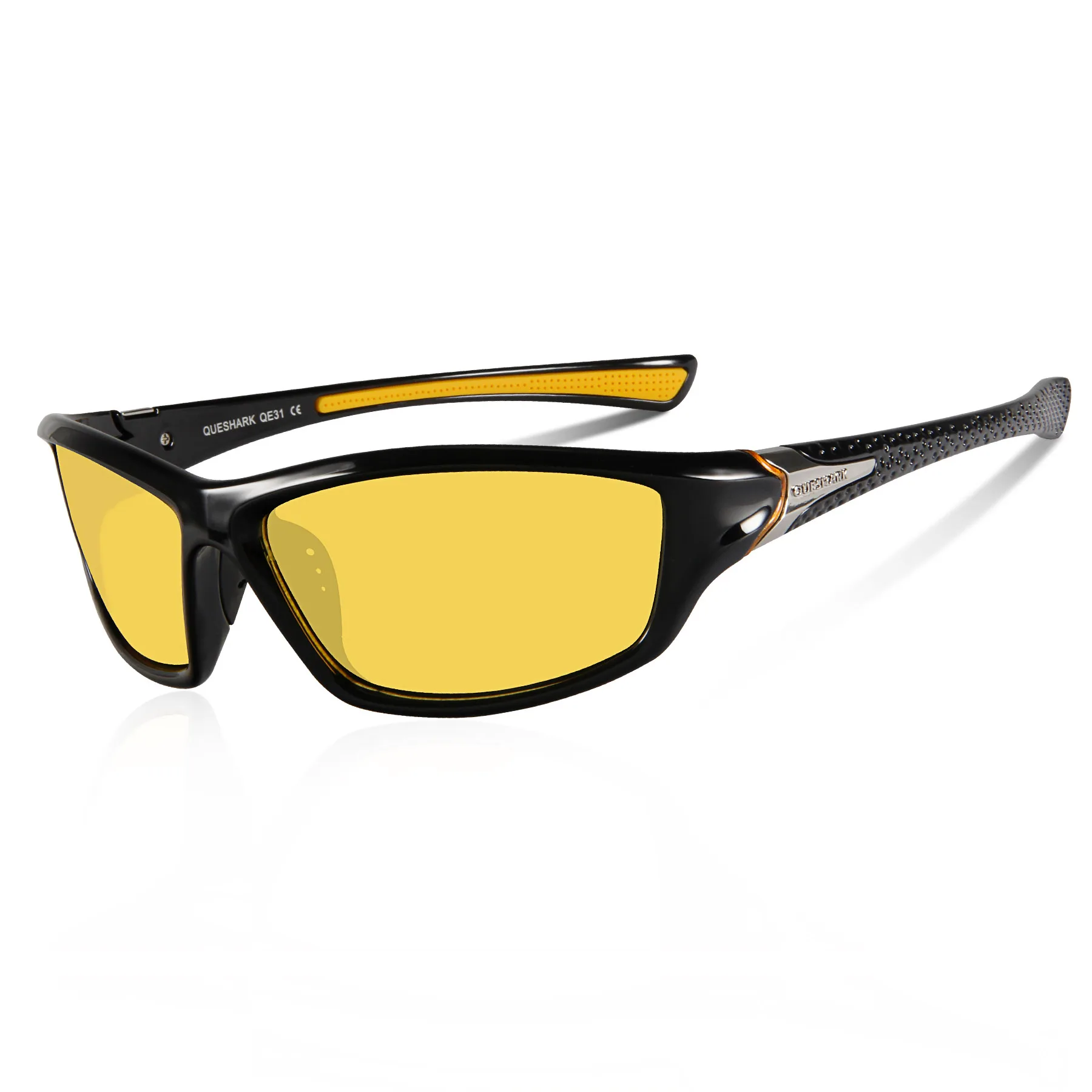 Yellow QUESHARK Uv400 велосипедные поляризационные солнцезащитные очки для ночной езды, велосипедные очки для пеших прогулок, рыбалки, альпинизма, солнцезащитные очки для велосипеда - Цвет: Yellow