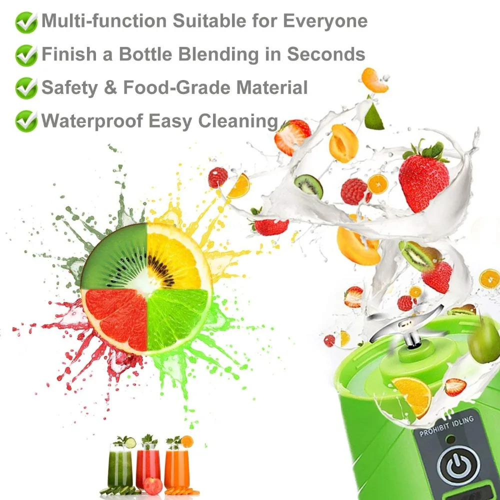 380ML USB Rechargeable Juicer Bottle Juice Maker Cup Orange Lemon Vegetables Fruit Milkshake Smoothie Squeezers Reamers | Дом и сад