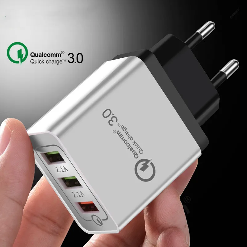 USB кабель для быстрой зарядки 18 Вт 3 0 QC3.0 5 В А Iphone 7 8 европейская вилка мобильный