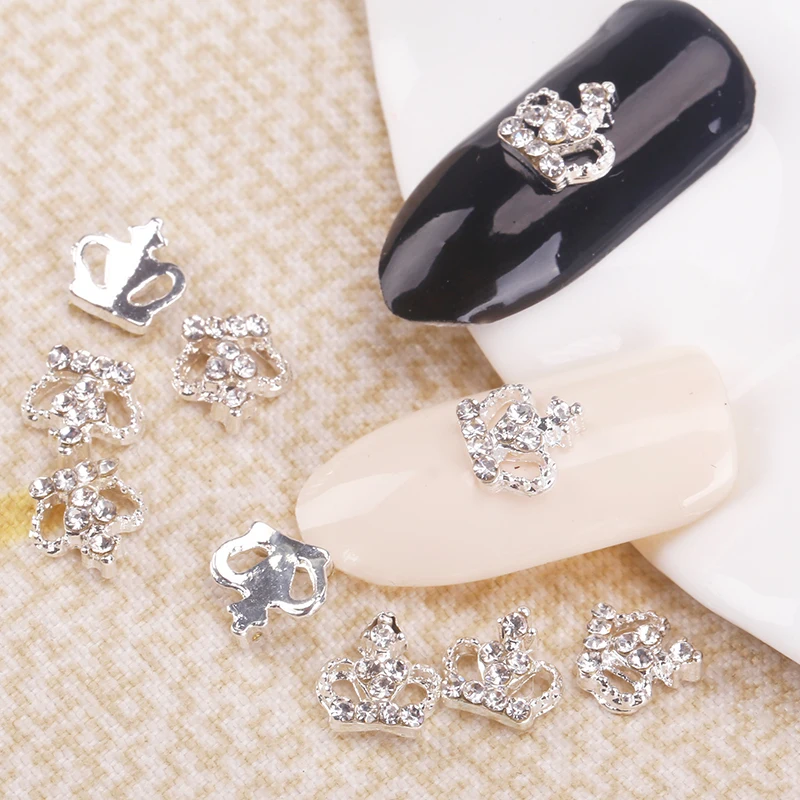 стразы для ногтей на ногти маникюра 10 шт. Блестящие серебряные сплава стразами