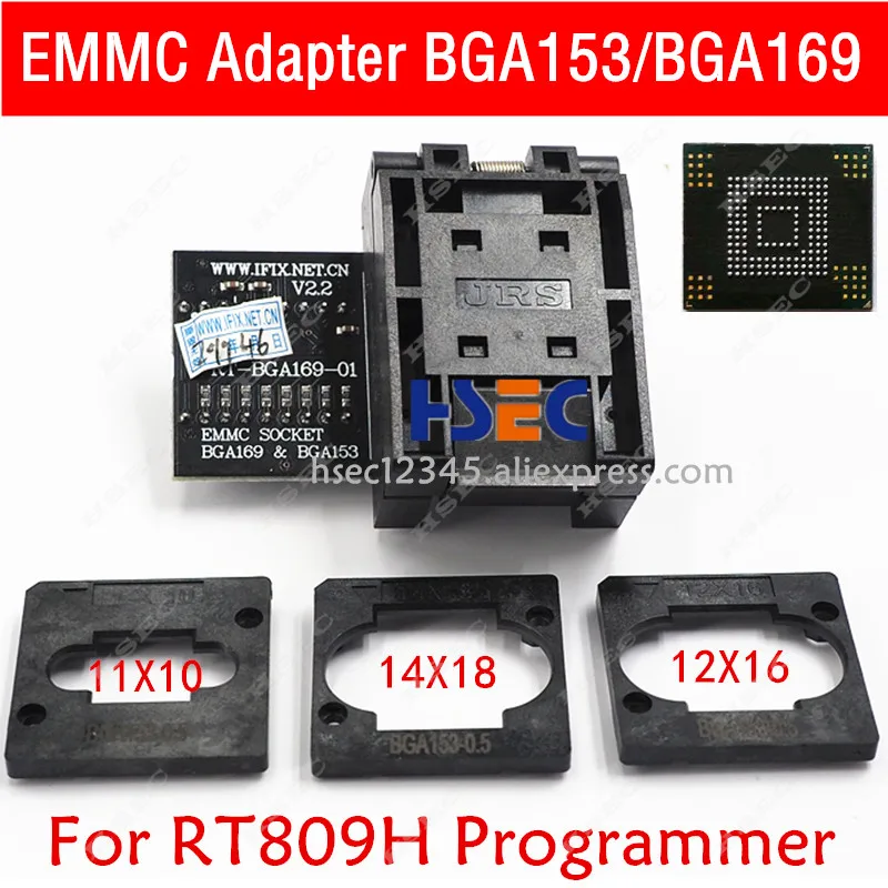 RT-BGA169-01 V2.0 EMMC Seat EMCP153 EMCP169 гнездо BGA169 BGA153 EMMC адаптер 11,5*13 мм добавить 3 шт. Матрица для RT809H программист