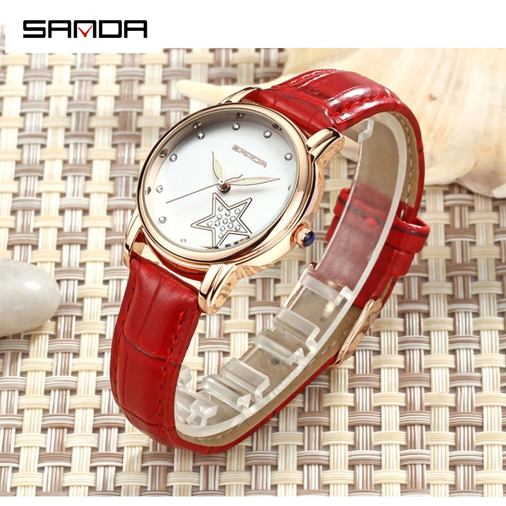 

Часы наручные Sanda женские кварцевые, с металлической пряжкой и пентаграммой