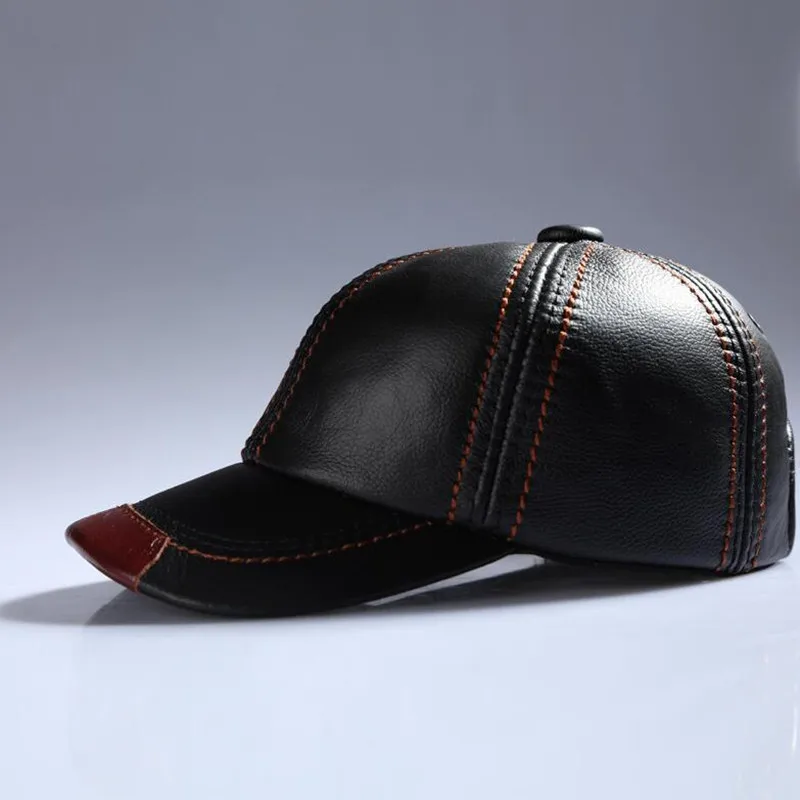 Мужская кожаная кепка с козырьком для пожилых людей среднего возраста модная