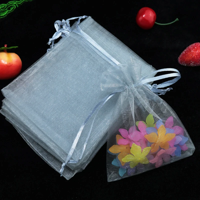 200pcs/lot Wholesle New Gray Drawstring Organza Pouch Gift Bags Fit Wedding Party 30x40cm Free Shipping