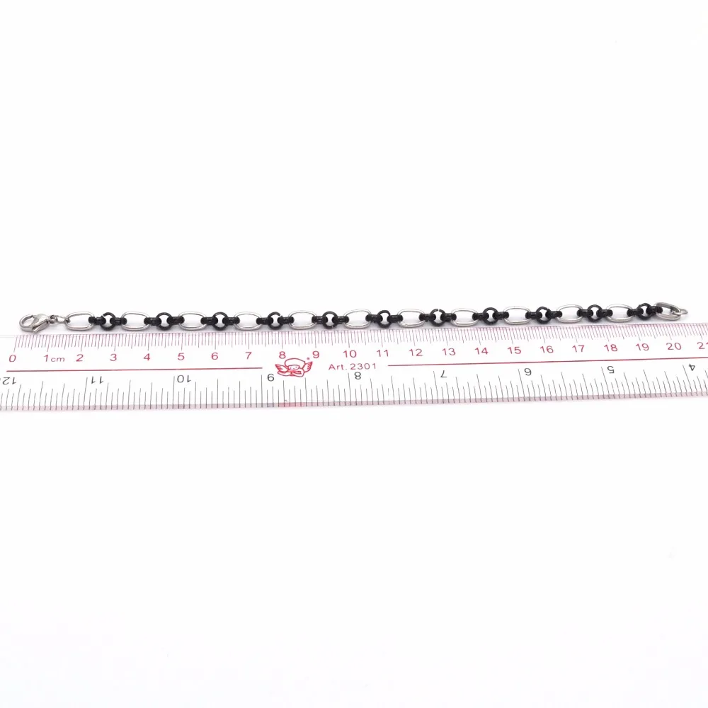 2019 Лидер продаж Мода серебристый черный цвет нержавеющая сталь браслет для