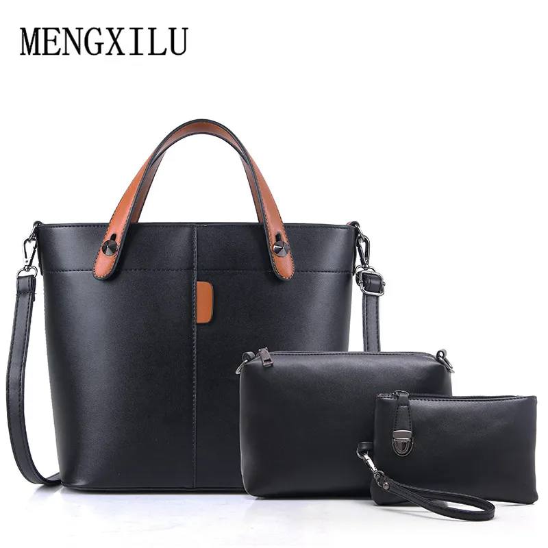 3 шт./компл. женская сумка из искусственной кожи сумка-тоут на молнии