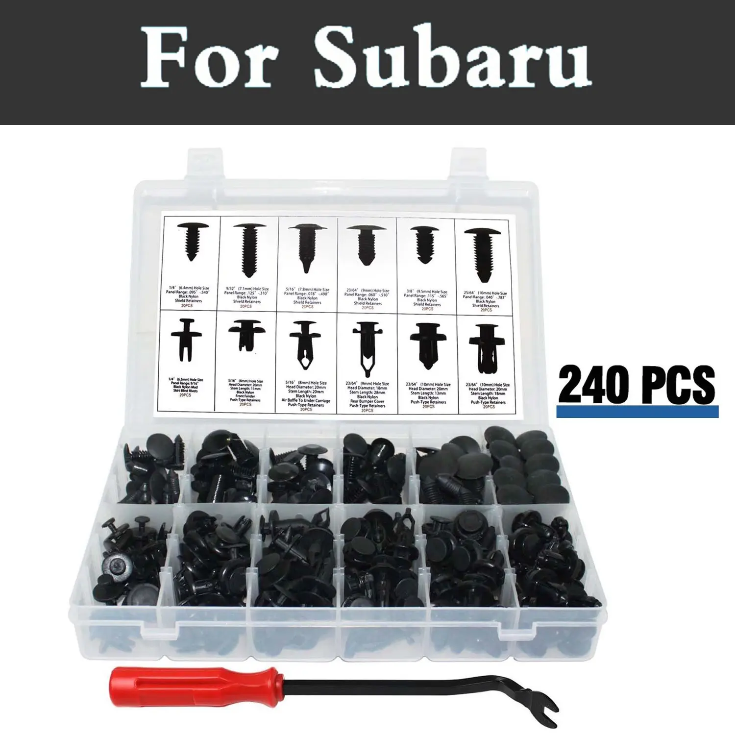 240pcs 12species Door Trim Panel Clips Kit Plastic Storage Case Rivets For Subaru Legacy Lucra Outback Pleo R1 R2 Trezia Tribeca |