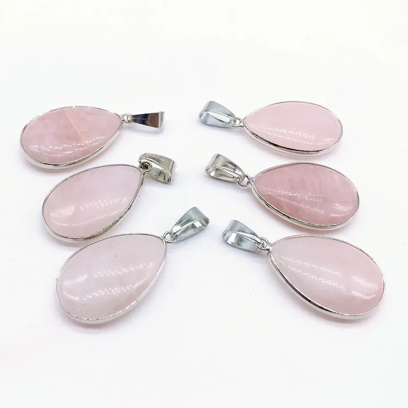 Necklace Pendants 5pcs/set Rose Quartzs Stone Charm For Women Jewelry making Really Color No Dyed | Украшения и аксессуары