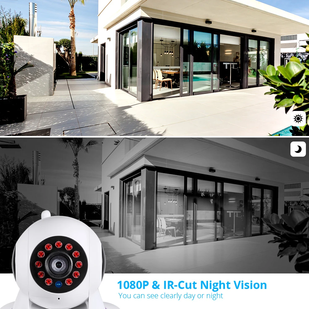 FUERS 1080p камера HD Сеть CCTV Wifi беспроводная домашняя ip-камера безопасности камера наблюдения ночное видение детский монитор
