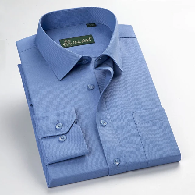 5565 Twill Men's Classic Regular-fit Plain/Striped/Twill Basic Dress Shirts with Pocket Formal Business Long Sleeve Work Office Tops Shirt - Цвет: 5565 Twill