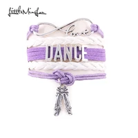little minglou infinity love dance bracelet shose charm rope handmade dancer bracelet for women leather bracelets bangles