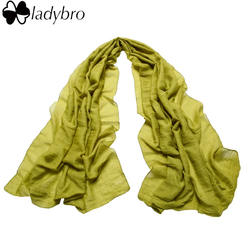 Женский Длинный шарф из хлопка и льна Ladybro теплый модный синий розовый хиджаб