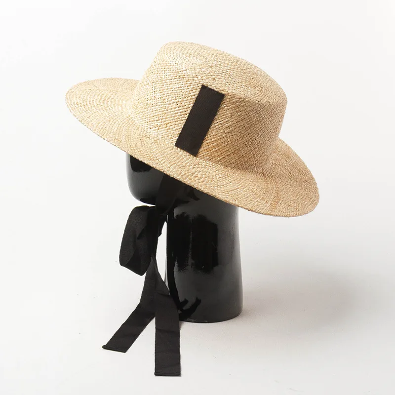 Пляжная соломенная шляпа Boater с галстуками Женская Chapeau Femme летние солнцезащитные