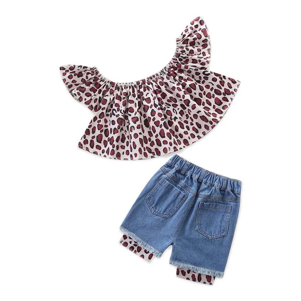 Комплект из 2 предметов для маленьких девочек модные топы с леопардовым принтом и