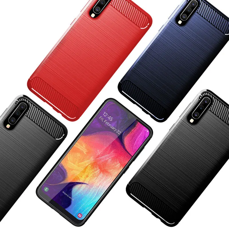 Case for Samsung Galaxy A10 A20 A30 A40 A50 A60 A70 Silicone Soft TPU Brushed Carbon Fiber Texture Cover sfor |