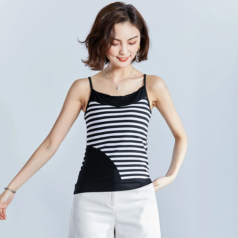 gkfnmt Crop Top Mujer Camisole Tank Summer 2019 Fashion Sexy Strappy Vest Striped Patchwork Sleeveless Women Shirt Fitness Camis | Женская