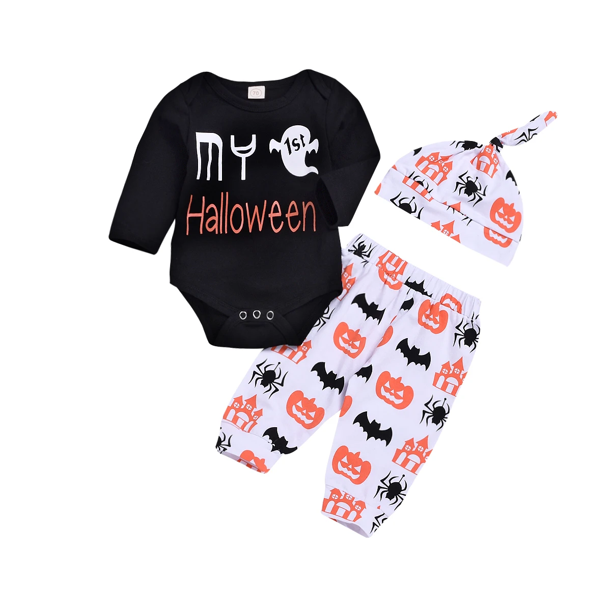 2018 Toddler Baby Boys Girls Halloween Clothes Set Letter Print Romper Tops Pumpkin Pants Leggings Outfits Fall Winter | Детская одежда