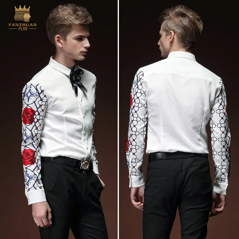 FANZHUAN Men'S рубашка для банкета Европейская и американская мода тонкая с длинными