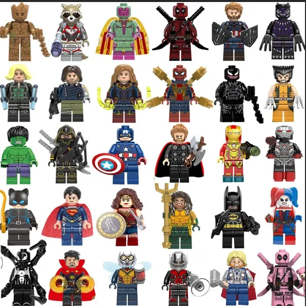 Фигурки супер героев 30 комплектов мини Мстители Marvel DC фигурки капитан Железный человек Тор Бэтмен Аквамен Дэдпул Детские игрушки Подарки - Цвет: super heroes 30pcs