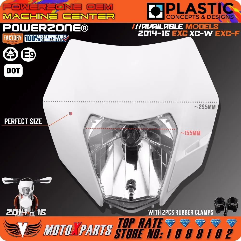 Powerzone фара для KTM SX F EXC XCF SMR 15 16 Мотоцикл Байк MX эндуро супермото с H4 лампочкой