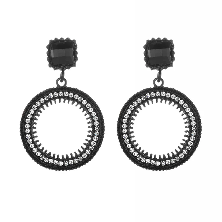 Classic Crystal Round Women Dangle Earrings Long Circle For Drops Exaggerated | Украшения и аксессуары