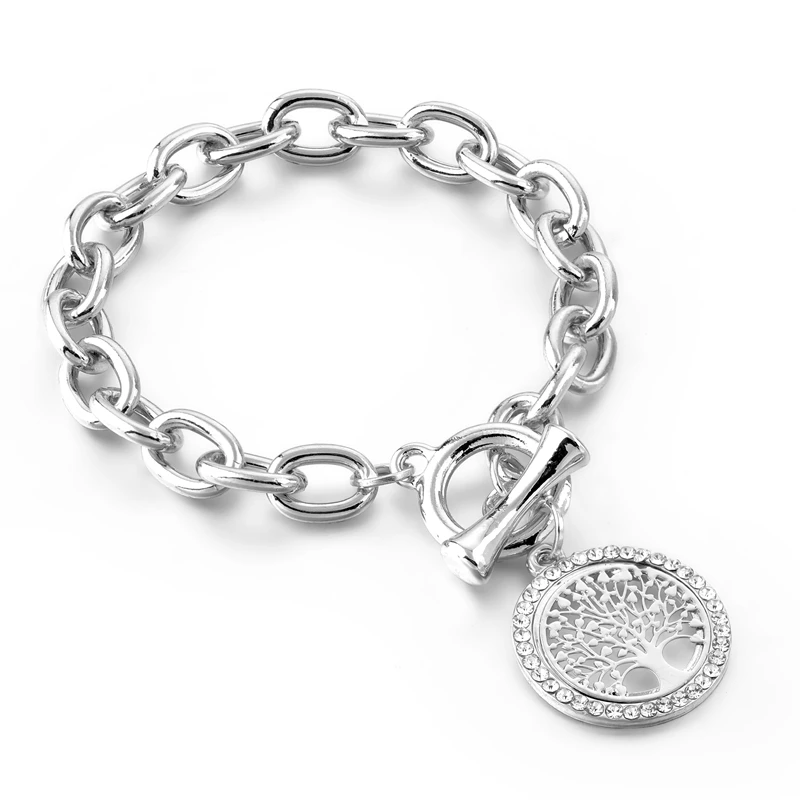 SBR180157SR CHICVIE Новая мода Золотая Круглая Форма Шарм Дерево жизни браслеты дизайн для женщин браслеты из нержавеющей стали SBR180157 - Окраска металла: SBR180157SR
