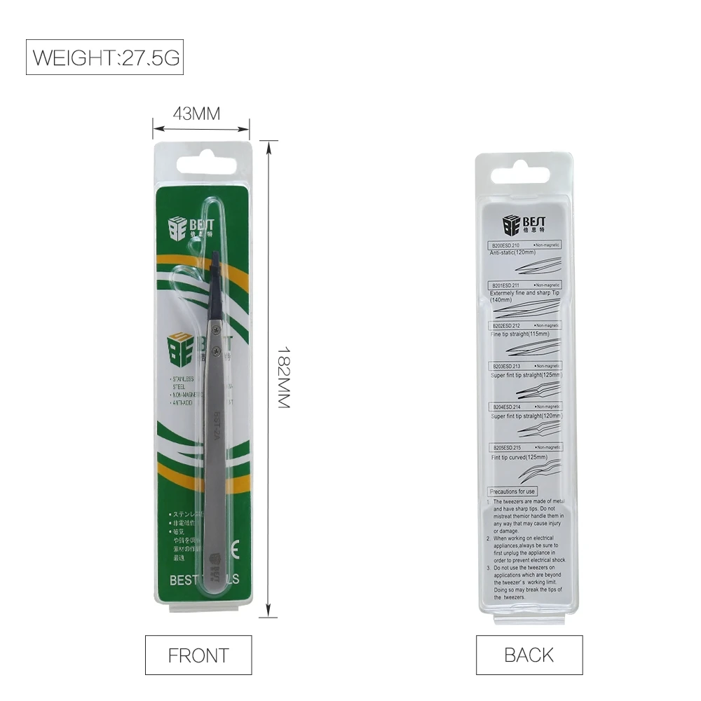

1Pcs Antistatic tweezers with replaceable flat tip phone mobile iPhone Repair Tool BST-2A