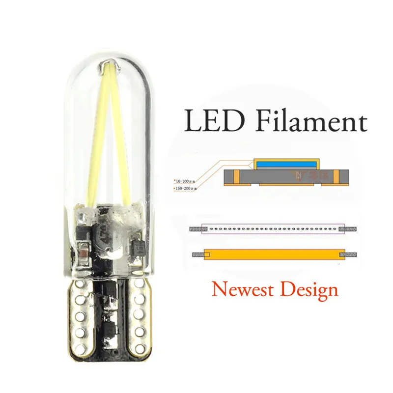 2018 новейший W5W led T10 cob стеклянный автомобильный светильник Led накаливания
