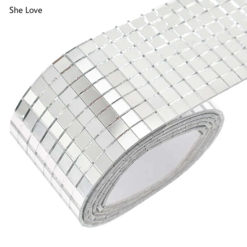 

Chzimade Self-Adhesive Glass Mini Square Mirrors Mosaic Tiles For Bathroom DIY Handmade Crafts Home Decoration