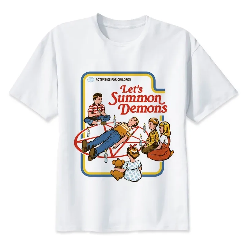 Забавная рубашка сатана винтажная женская футболка Let's Summon Demons Graphic Tees Harajuku Tumblr Not Today Satan футболка для девочек - Цвет: white t