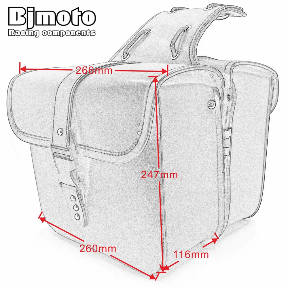 

BJMOTO Motorcycle Saddle Bags PU Leather Motorbike Side Tool Pouch Tail Bag Luggage Borsello Moto Universal BAG-011-FE