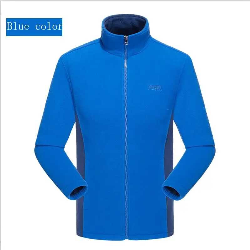 Blue color Новая Мужская Уличная флисовая походная куртка весна осень ветрозащитная Толстая теплая куртка для альпинизма кемпинга пальто размера плюс 006 - Цвет: Blue color