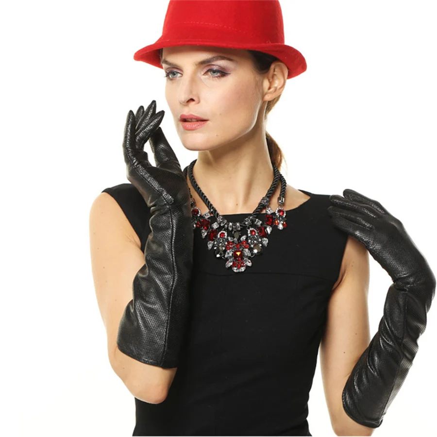 Перчатки женские из натуральной овечьей кожи длиной 45 см|sheepskin gloves|gloves for drivinggloves