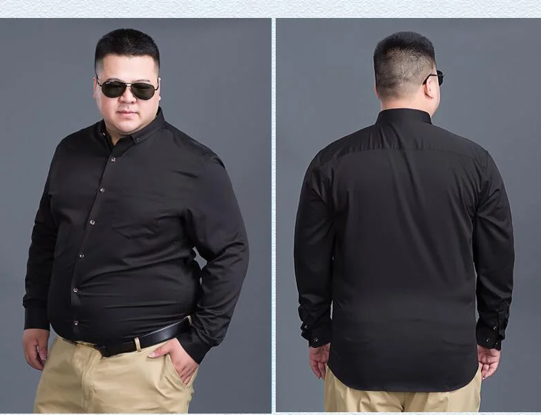 Зимняя мужская официальная рубашка с длинным рукавом 7XL 8XL 9XL 10XL большой размер 11XL осень homme хлопок офисная рубашка темно-синий красный 60