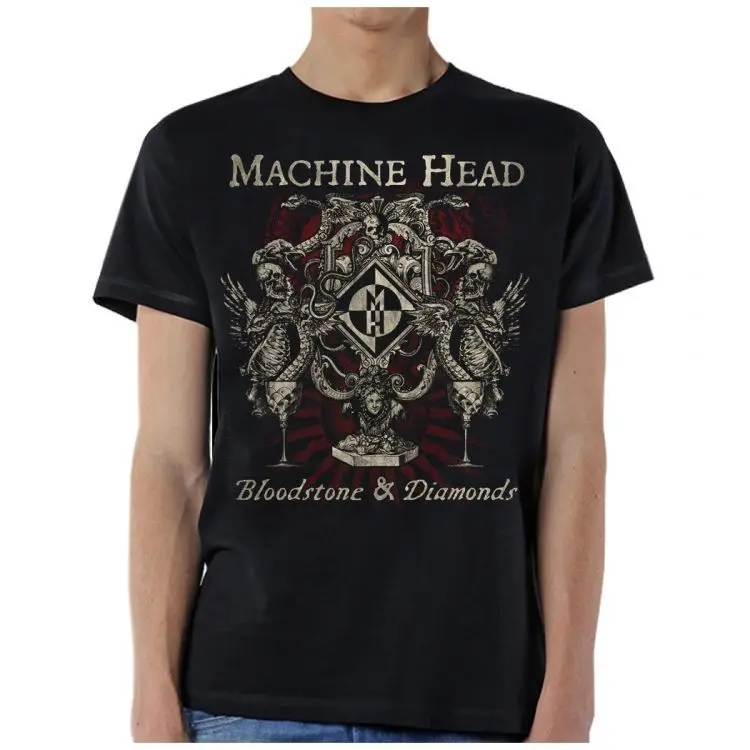 Черный Машина голова Bloodstone& Бриллианты футболка s m l Xl 2Xl Фирменная Новинка официальный - Цвет: Черный