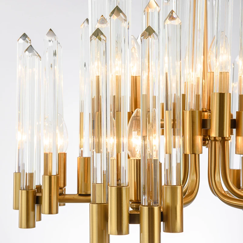 

Modern crystal chandelier transparent crystal living room dining room LED light creative bedroom villa light luxury golden lamp
