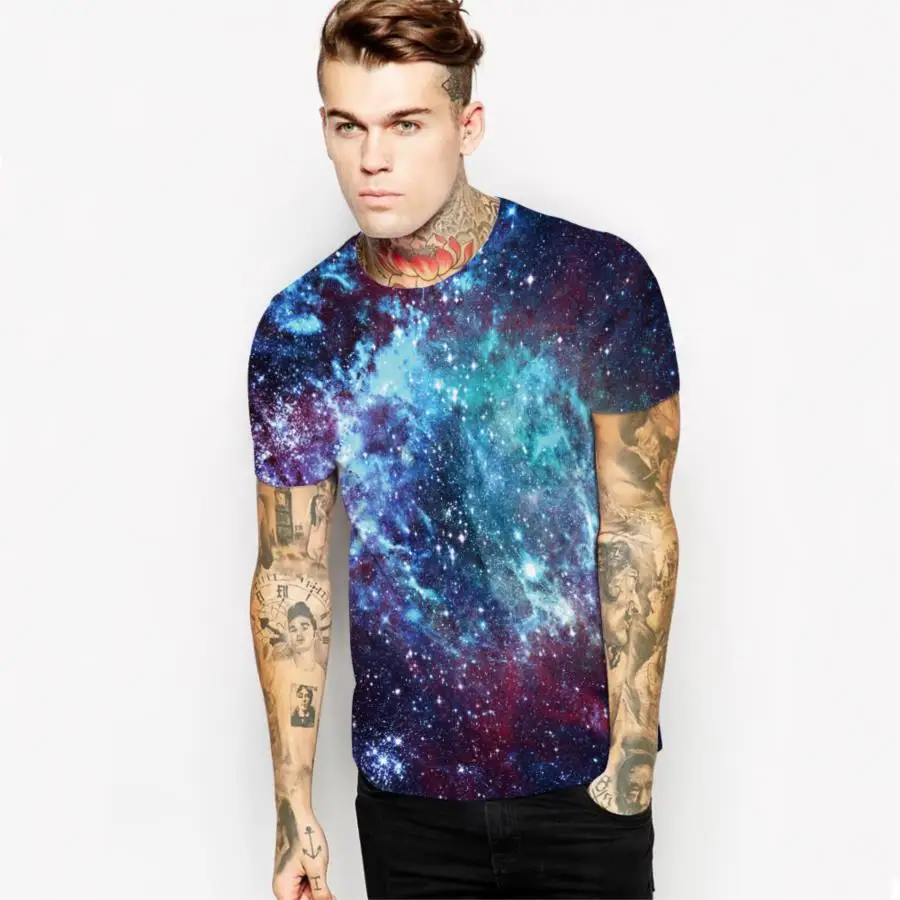 Женская и мужская футболка с 3D принтом голубая Повседневная футболка|tshirt homme|casual