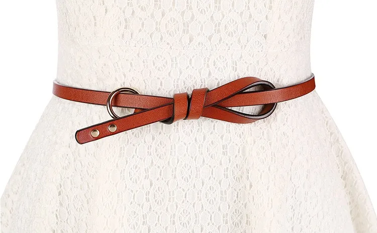 Ремни Bownot, подарки, настоящая коровья кожа, женский ремень из натуральной кожи, Прямая поставка, джинсы, завязанные на талии, золотая металлическая круглая пряжка, тонкие ремни