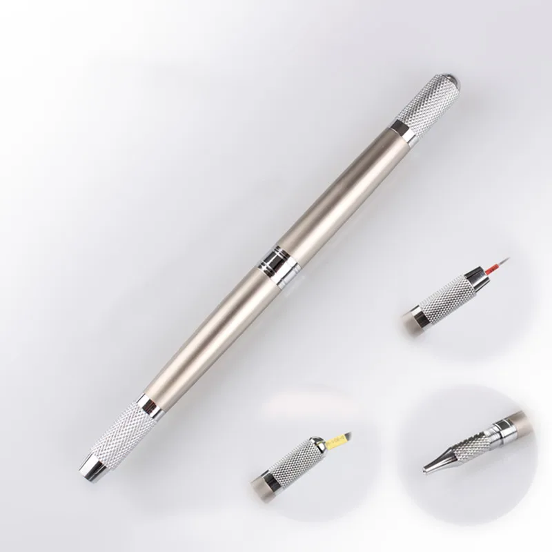 

wholesale Professional Tebori Microblading pen for permanent makeup machine Silver Manual eyebrow pen 3 in 1 usage