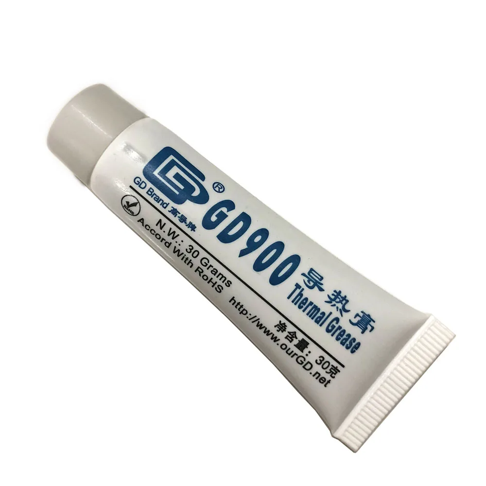 Термопроводящая паста Gray Nano GD900 Silver на основе силикона с теплопроводностью 4,8 Вт/мК и содержанием RoHs в банке 30 г для CPU LED.