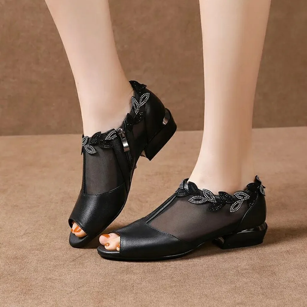 SAGACE/летние женские пикантные босоножки на толстой подошве украшенные