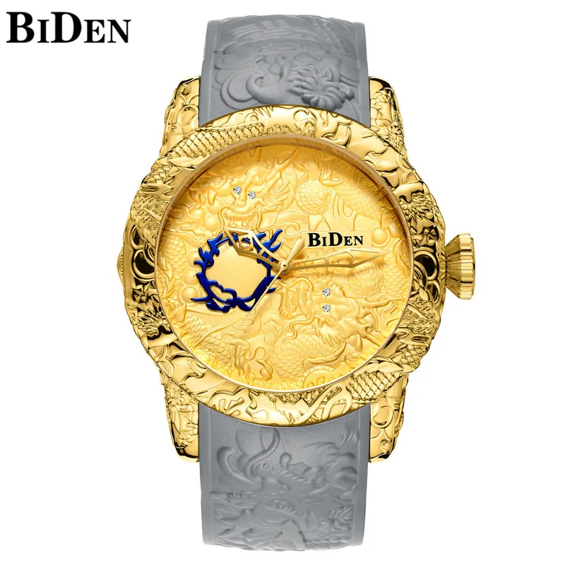 Relogio masculino BIDEN мужские часы лучший бренд класса люкс военные спортивные мужские часы модные 3D Дракон Бизнес Кварцевые наручные часы 0129 - Цвет: BD0129012