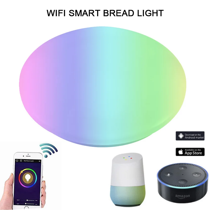Светодиодный Wi-Fi Беспроводной потолочный светильник 48 Вт AC85-265V с регулируемой яркостью для помещений, смарт-потолочные светильники, совместимые с Alexa и Google Home