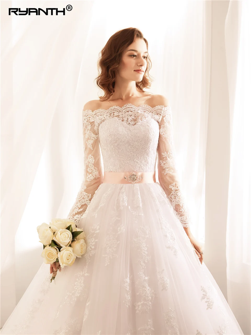 Женское бальное платье с открытыми плечами Ryanth Vestido De Noiva свадебное со съемным