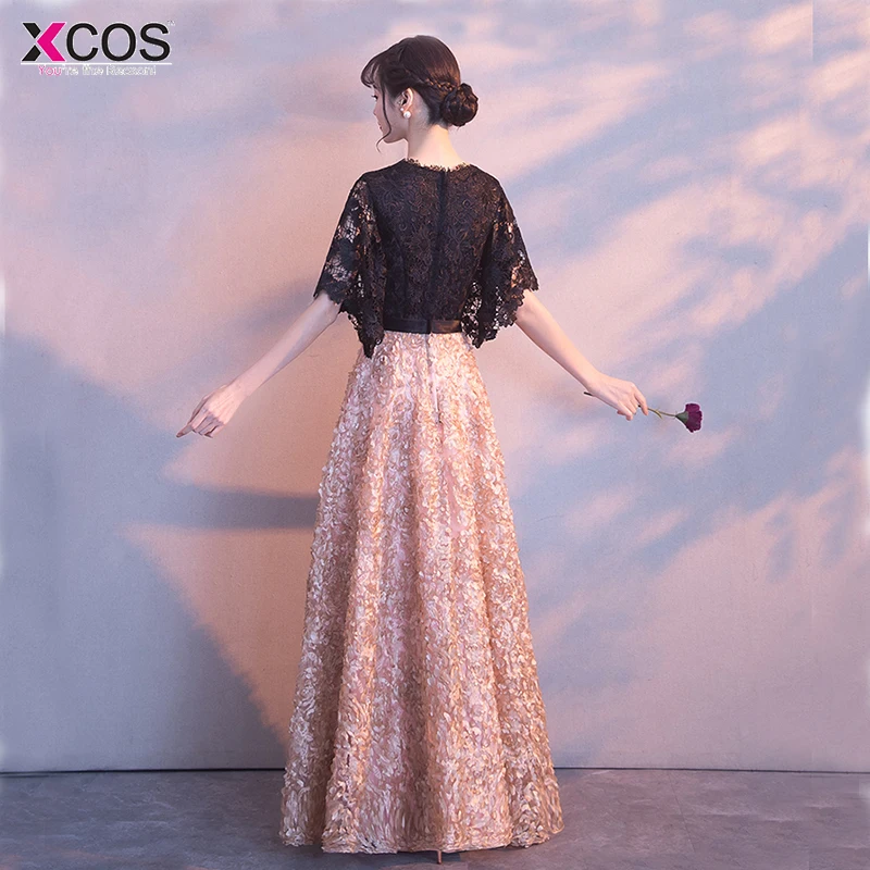 Robe De Soiree/2018 новое вечернее платье черного цвета с кружевом хаки длиной до пола