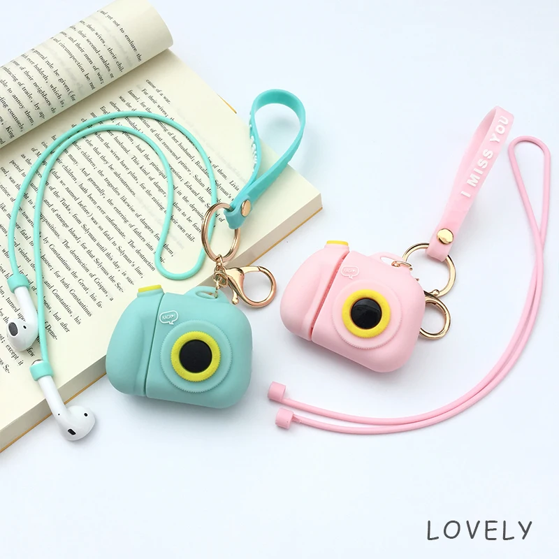 Силиконовый чехол для Apple Airpods, милый чехол, защитная крышка, Bluetooth, Беспроводная зарядка для наушников, чехол, сумки, защита от потери камеры
