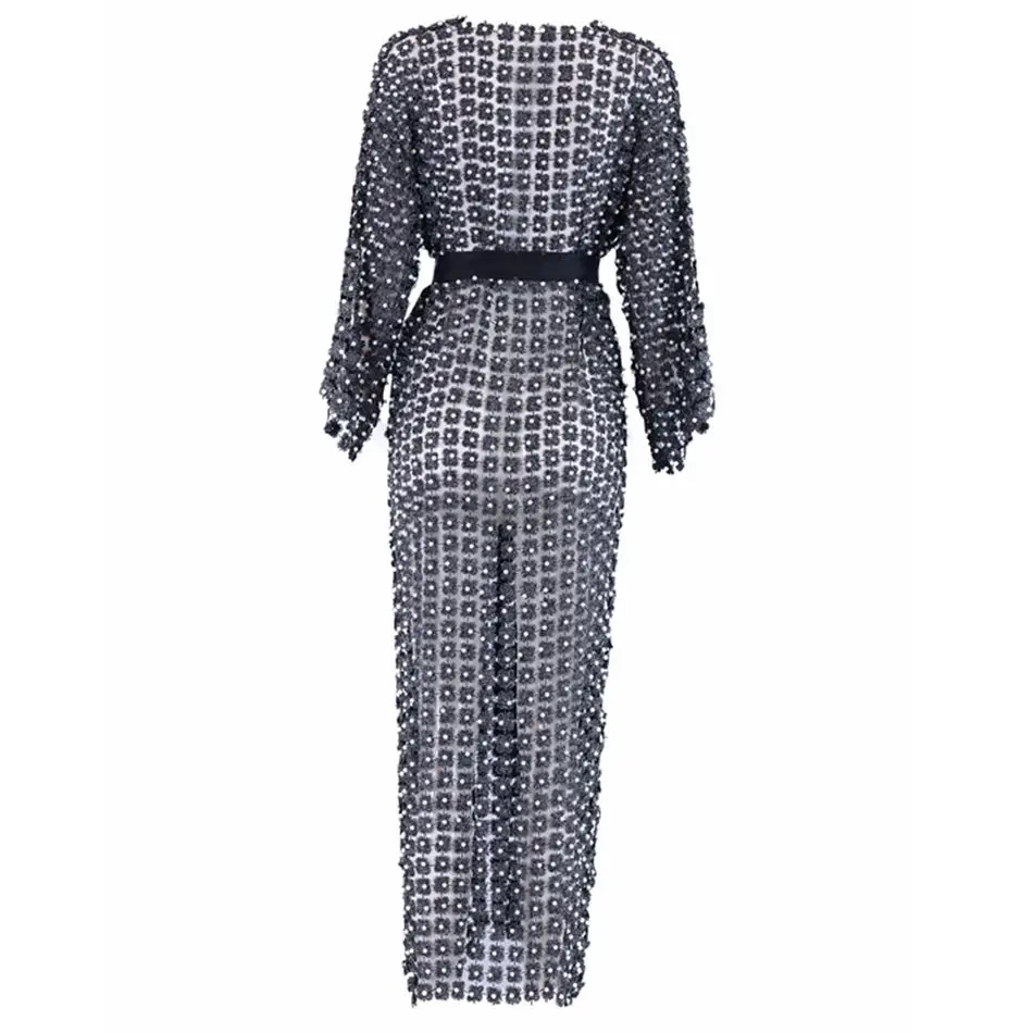 New Summer Celebrity Party Women Dress Long Sleeve O-Neck Belt Sexy Night Out Club Maxi Vestidos | Женская одежда