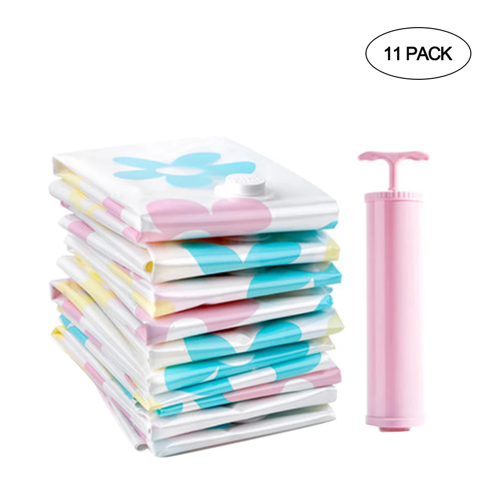11 шт./компл. Вакуумный Мешок Для Хранения пакет с ручным насосом многоразовые